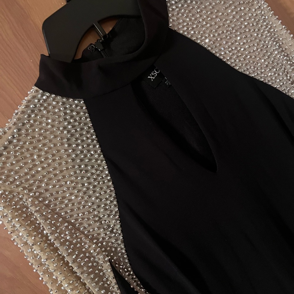 Xscape Studded Illusion Choker Sheath Dress